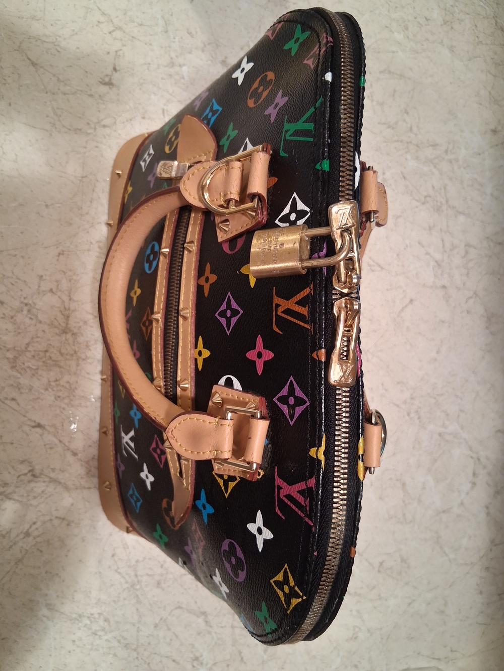 Louis Vuitton Black Murakami Multicolor Monogram Alma with Natural Leather Trim - Picture 7 of 16